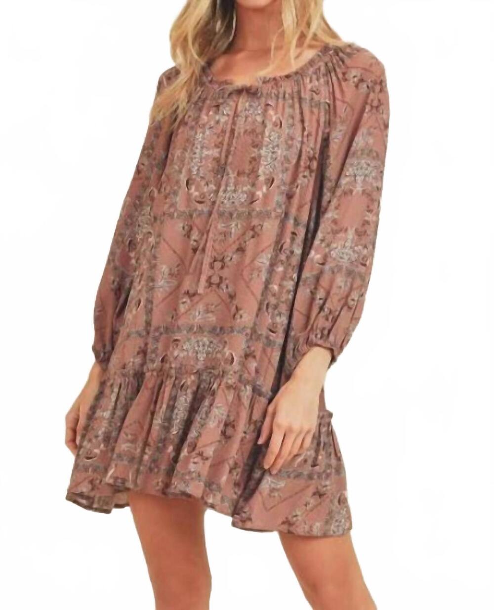 NEW POL explorer babydoll dress in mauve